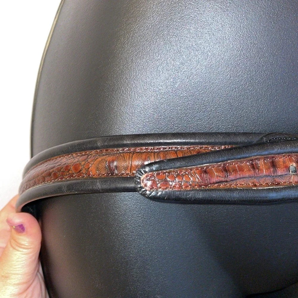 Brighton Leather Black with Brown Inlay design Reptile  size 36